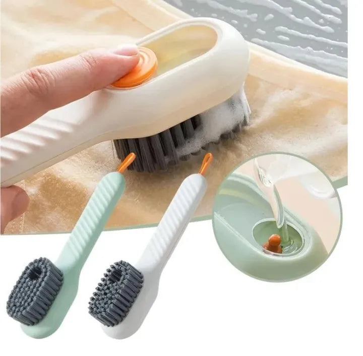 Cleaning Brush With Soap Dispenser | Long Handle | Soft Bristle | Shoes & Clothes Cleaner | Household Laundry Cleaning Tool